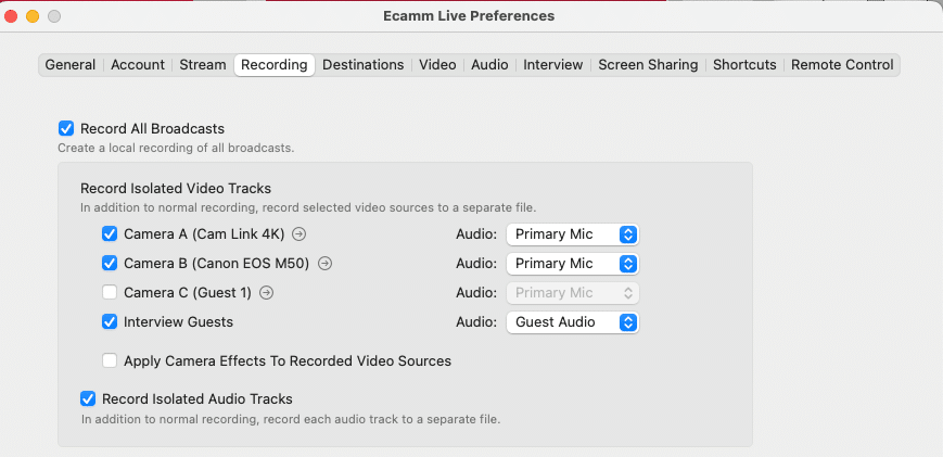 Ecamm Live - ISO Video Recording Ecamm Live - ISO Video Recording