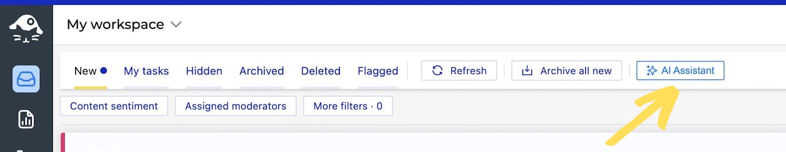AI assistant tab in the Social Inbox
