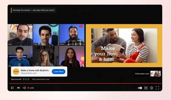 YouTube Launches Side-By-Side Ads for Livestreams