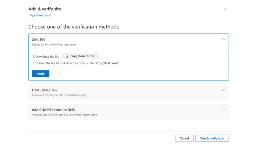 bing webmaster tools screenshot manually add a site | Diversifying Your SEO Strategy: A Practical Guide to Bing Webmaster Tools for Pet Businesses