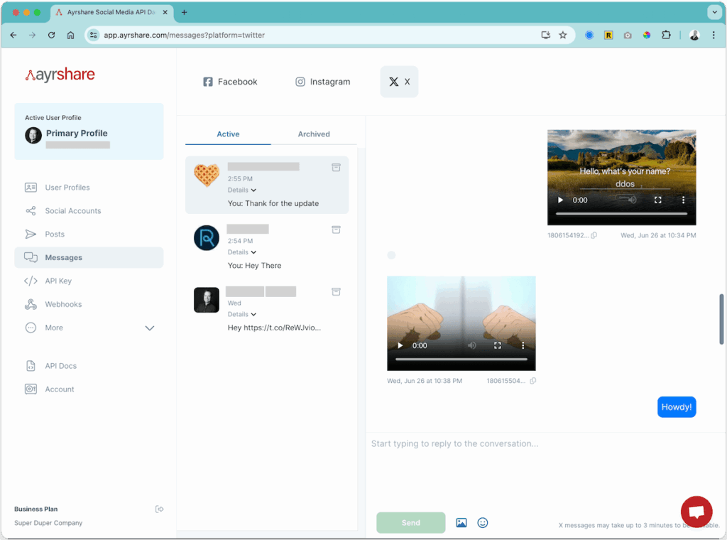 Ayrshare Messaging API for Facebook, Instagram,...