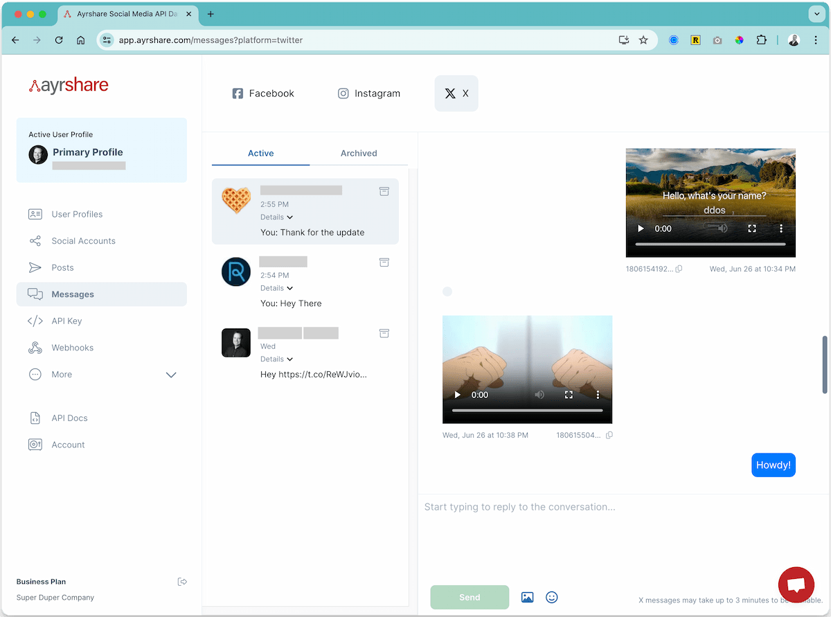 Messaging API Dashboard