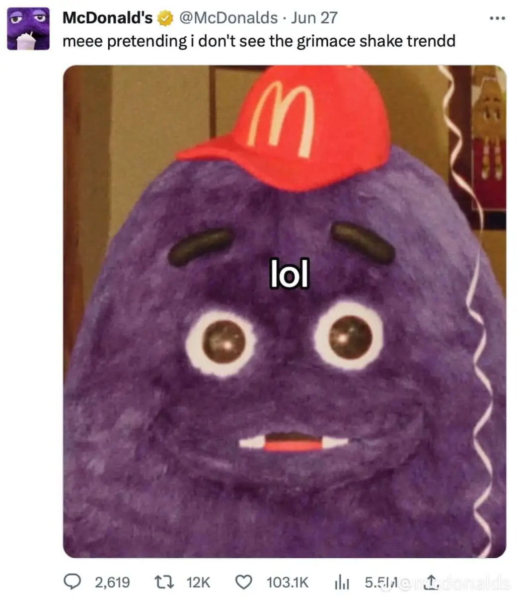 grimace shake trend