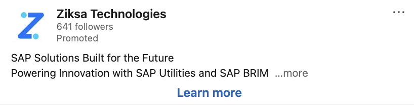 text ad from Ziska Technologies with a "Learn More" button