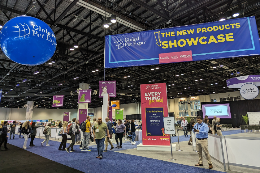 view of the New Products Showcase at Global Pet Expo | Beginner’s Guide to Attending a Trade Show as a Content Creator
